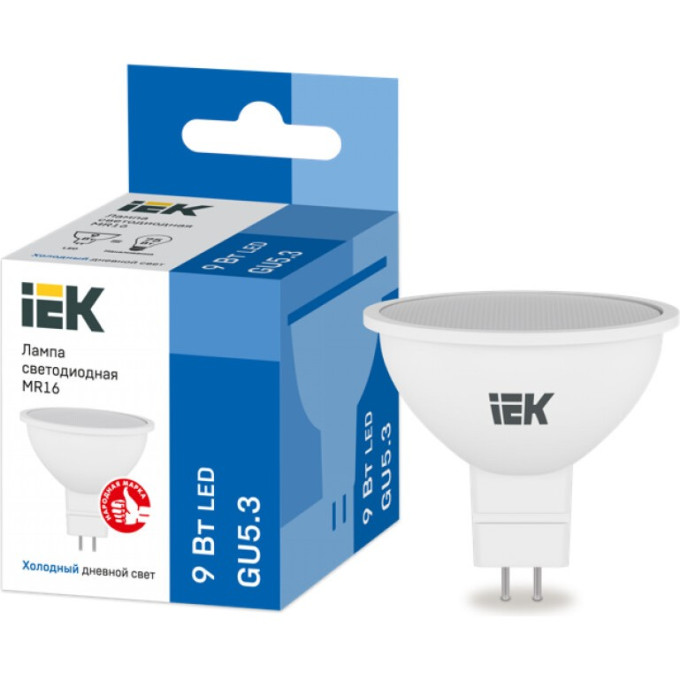Лампа светодиодная IEK MR16 софит 9Вт 230В 6500К GU5,3 - LLE-MR16-9-230-65-GU5
